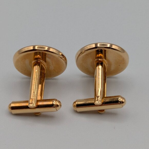Black and Gold Tone Cufflinks 0.75" Diameter - Picture 4 of 7